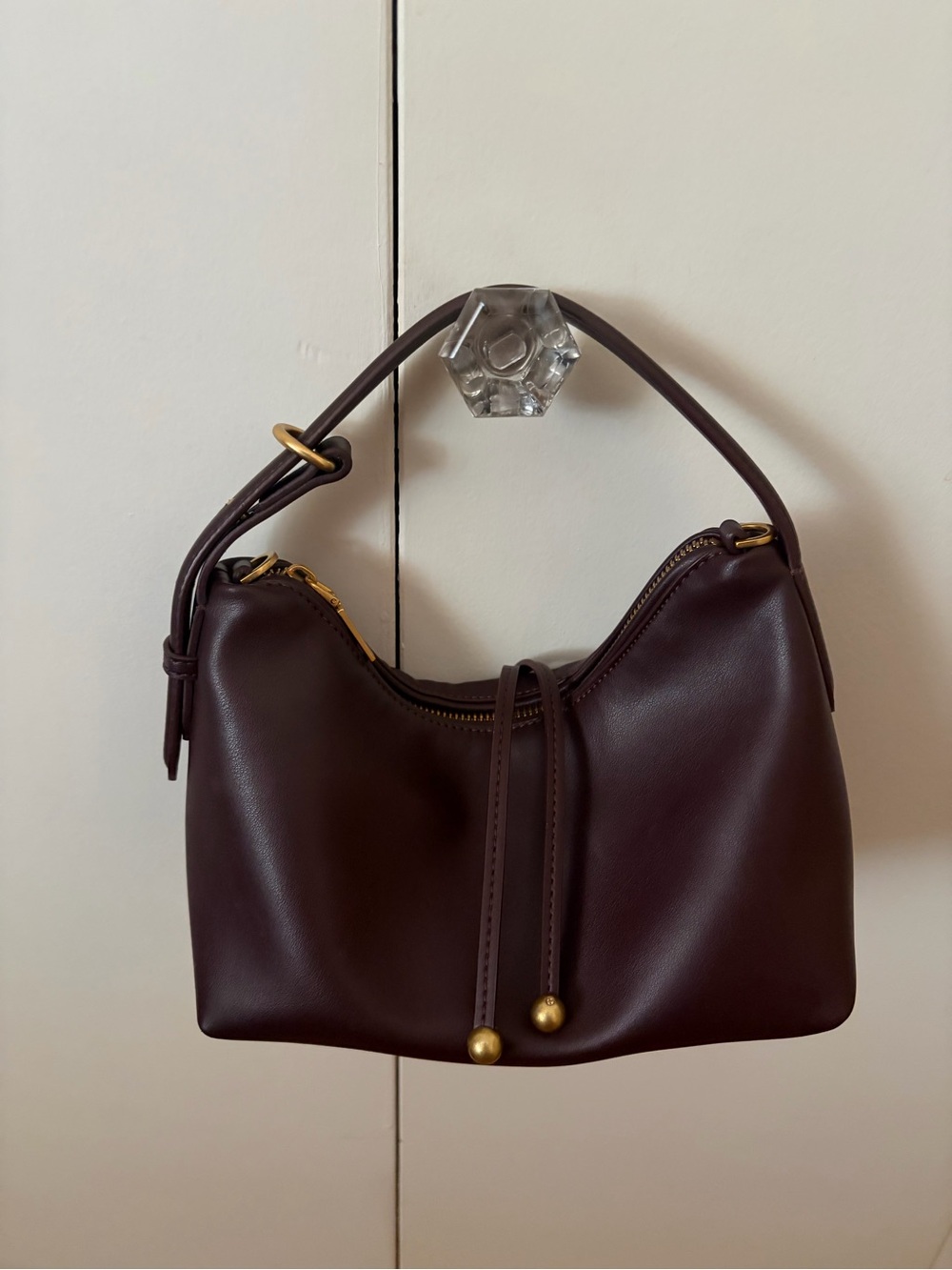 ZARA Burgundy Faux  Leather Shoulder Cross Body Bag